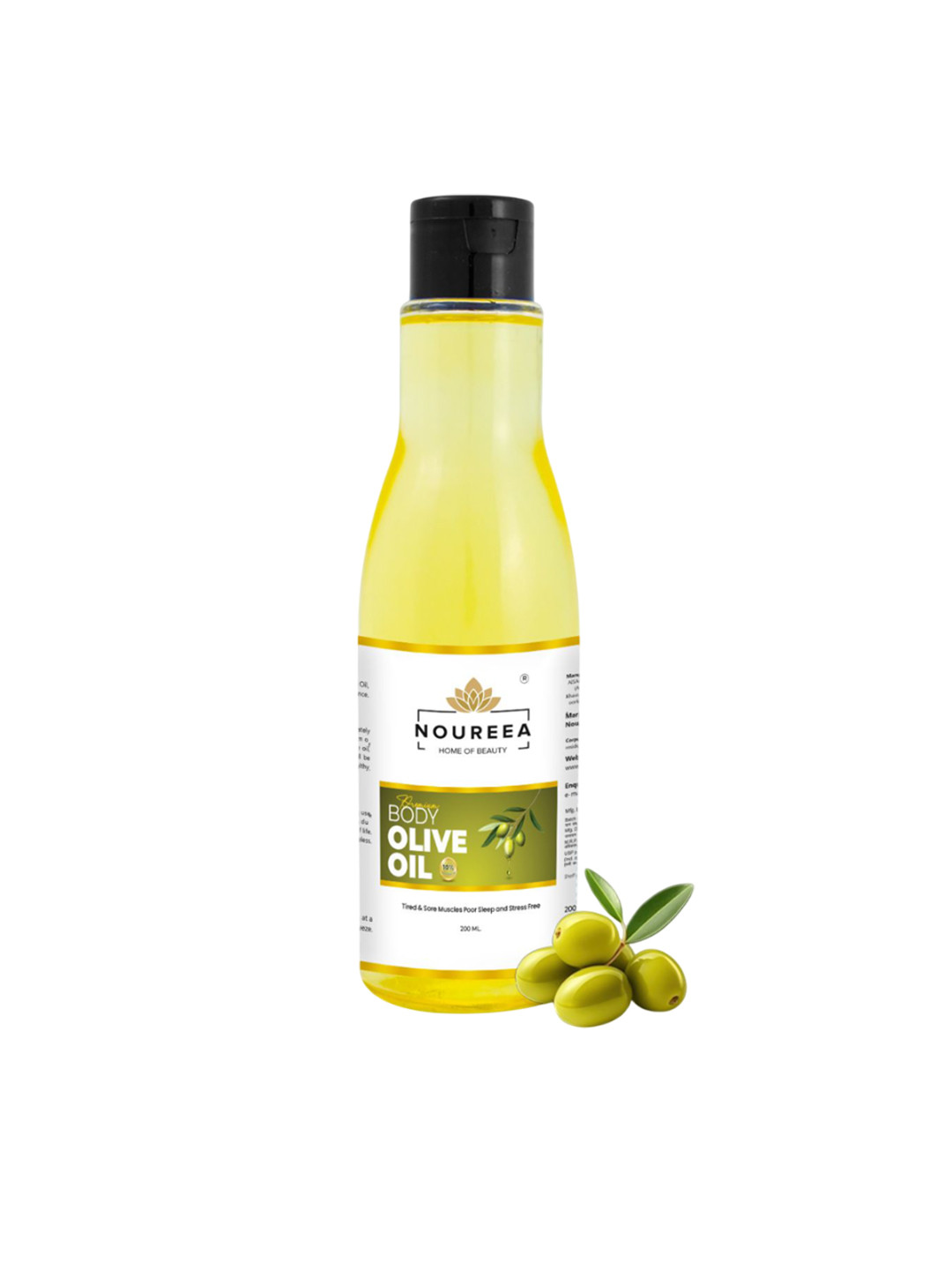 Noureea Premium Body Olive Oil For Healthy Glowing Skin - 200 ml