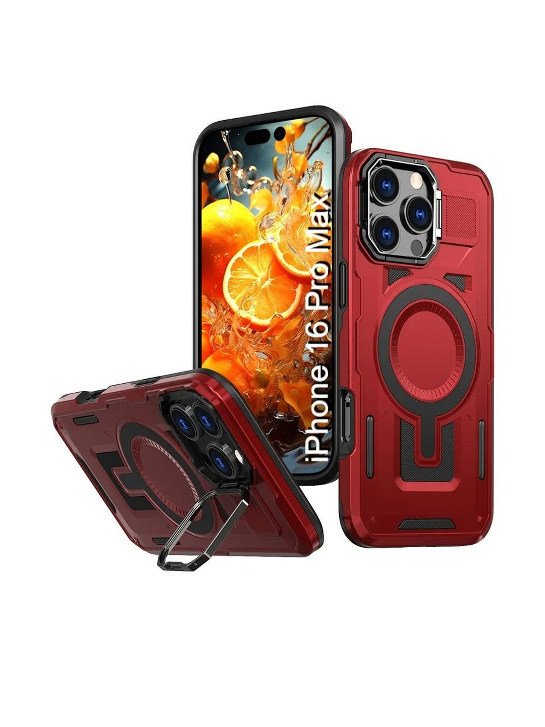 Luxury Kase Rugged Magnetic Case With Kickstand iPhone 16 Pro Max Back Case