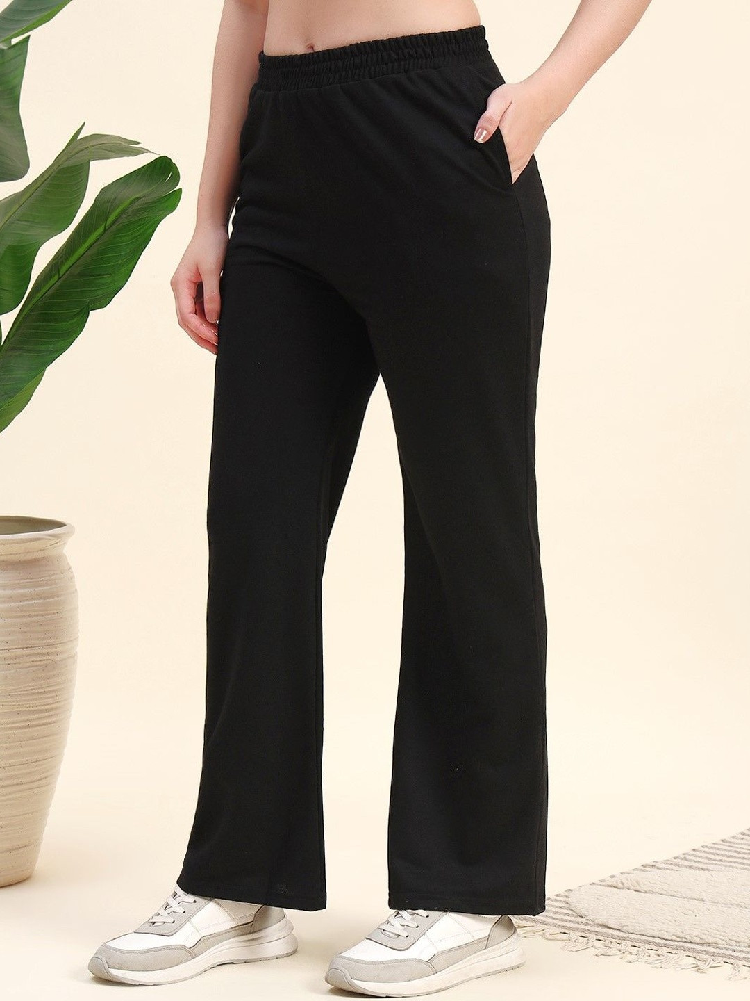Leewan Women Cotton Blended Wide Leg Track Pants