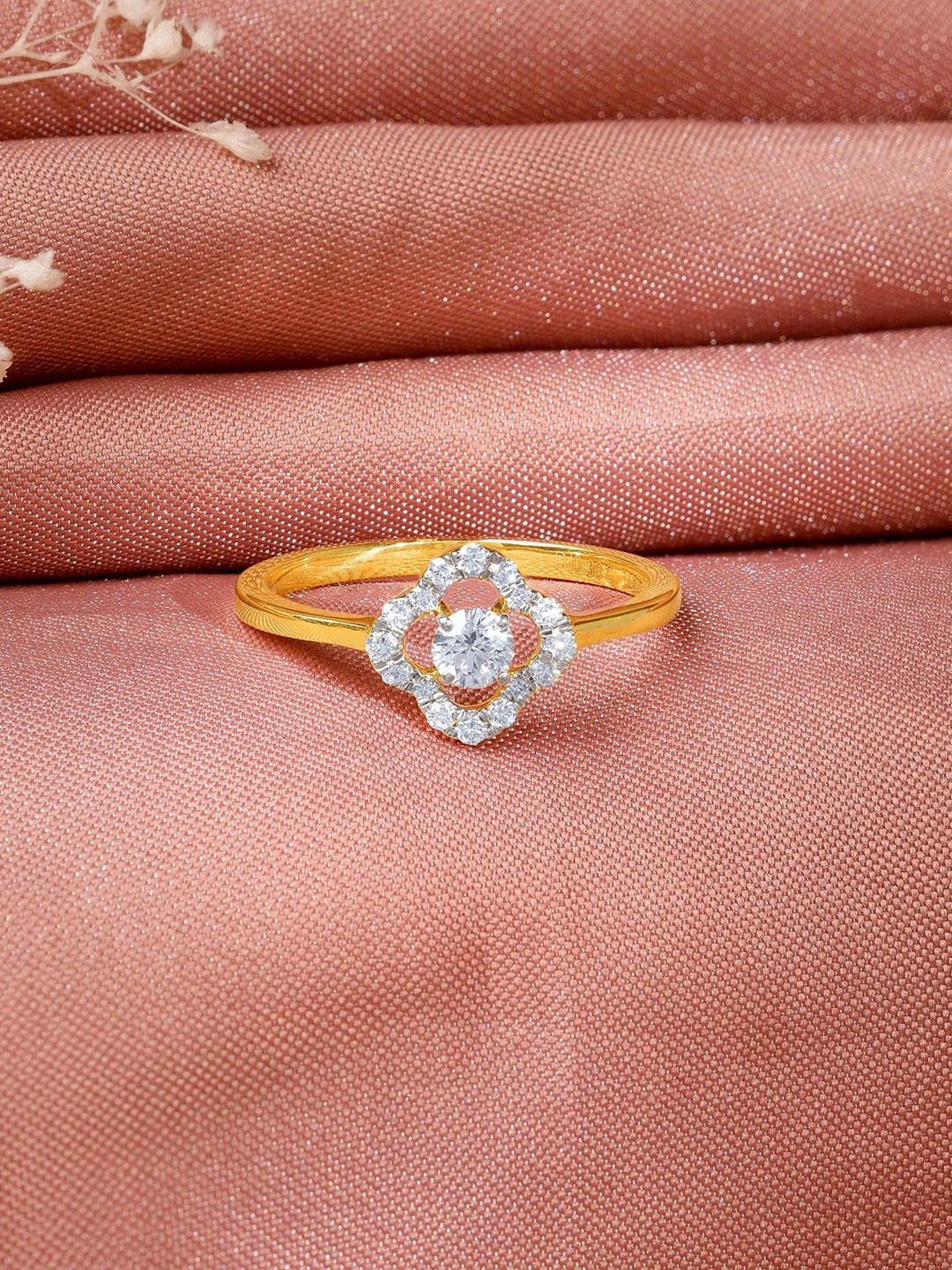 GIVA Gilded Quatrefoil Women 14 Kt Gold 0.31 Ct Lab Grown Diamond Ring-1.698 gms