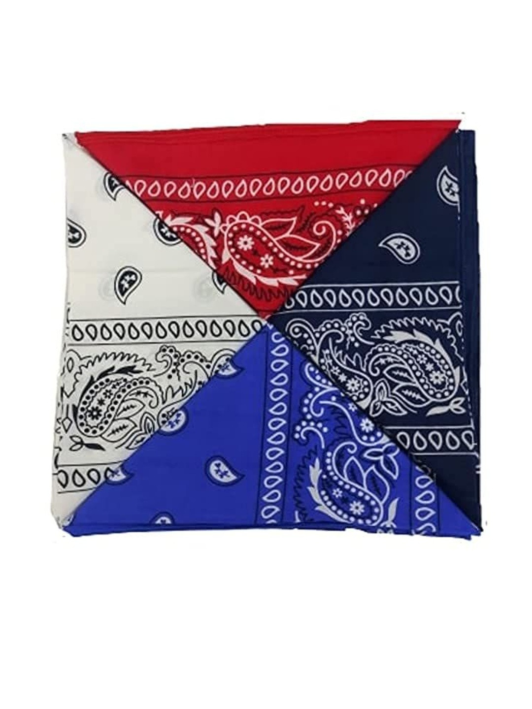 Navkar Crafts Unisex Pack Of 4 Blue White & Red Paisley Printed Cotton Bandana Headbands