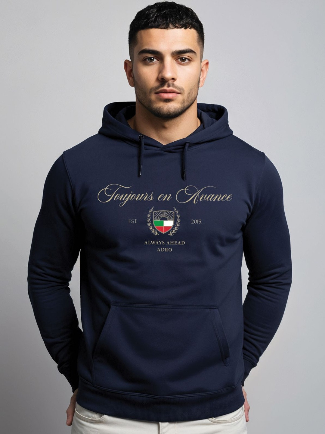 Adro Toujours en Avance 320 GSM Fleece Printed Graphic Hoodie