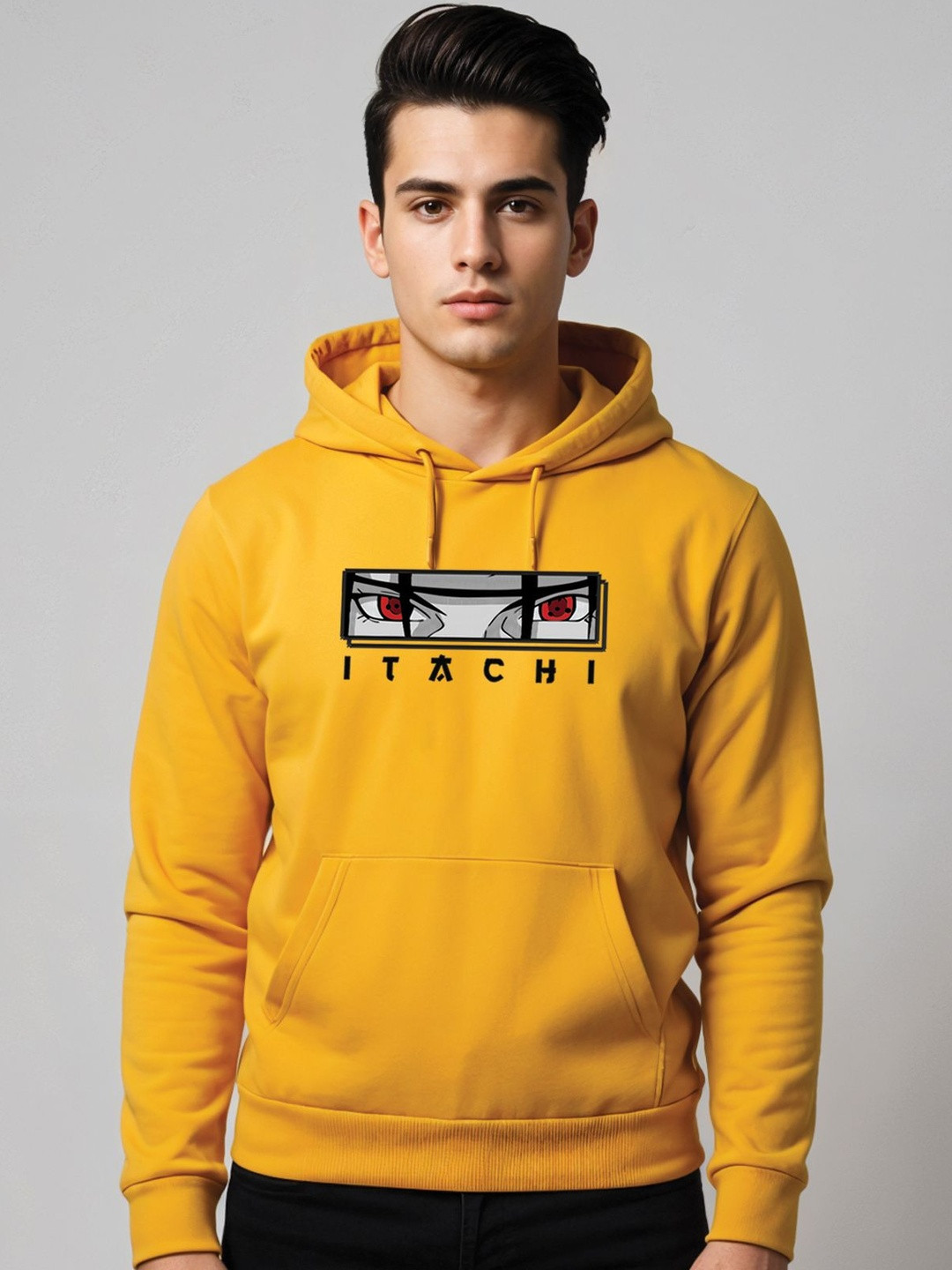 ADRO Mens Itachi Uchiha 320 GSM Heavyweight Cotton Poly Fleece Printed Hoodies