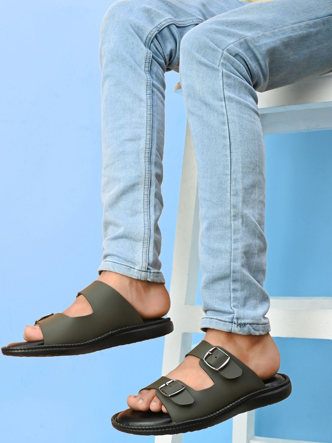 HERE&NOW Men Two Straps Open Back Comfort Sandals