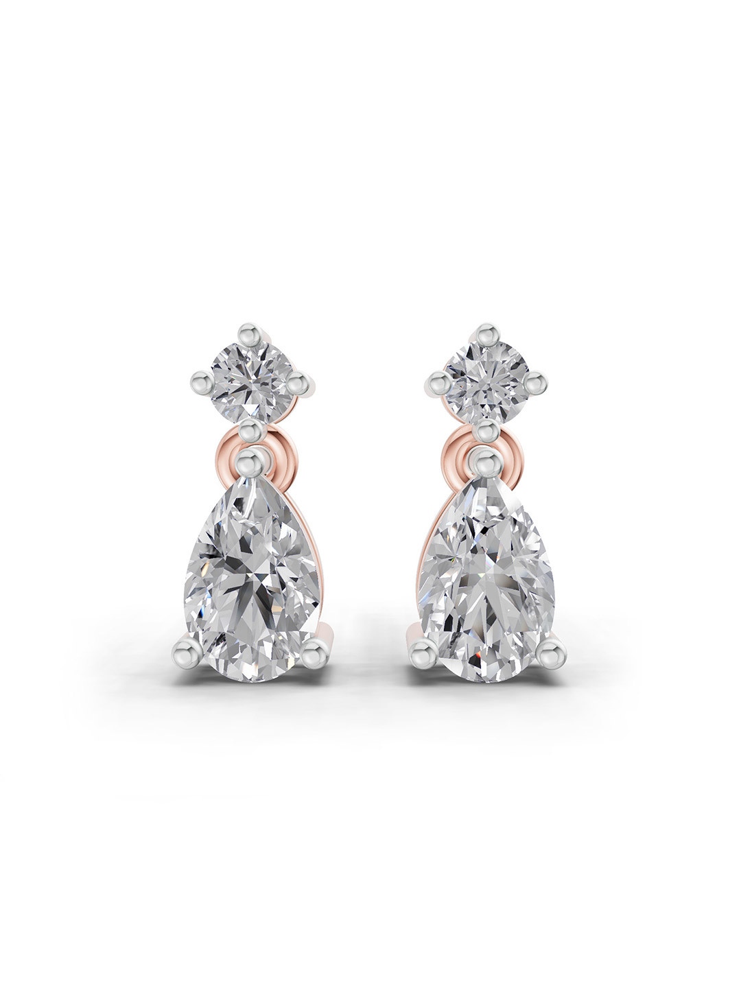 Sparkles 14K Rose Gold Lab Grown Diamond 0.89 Carat Round Pear Shaped Drop Earrings