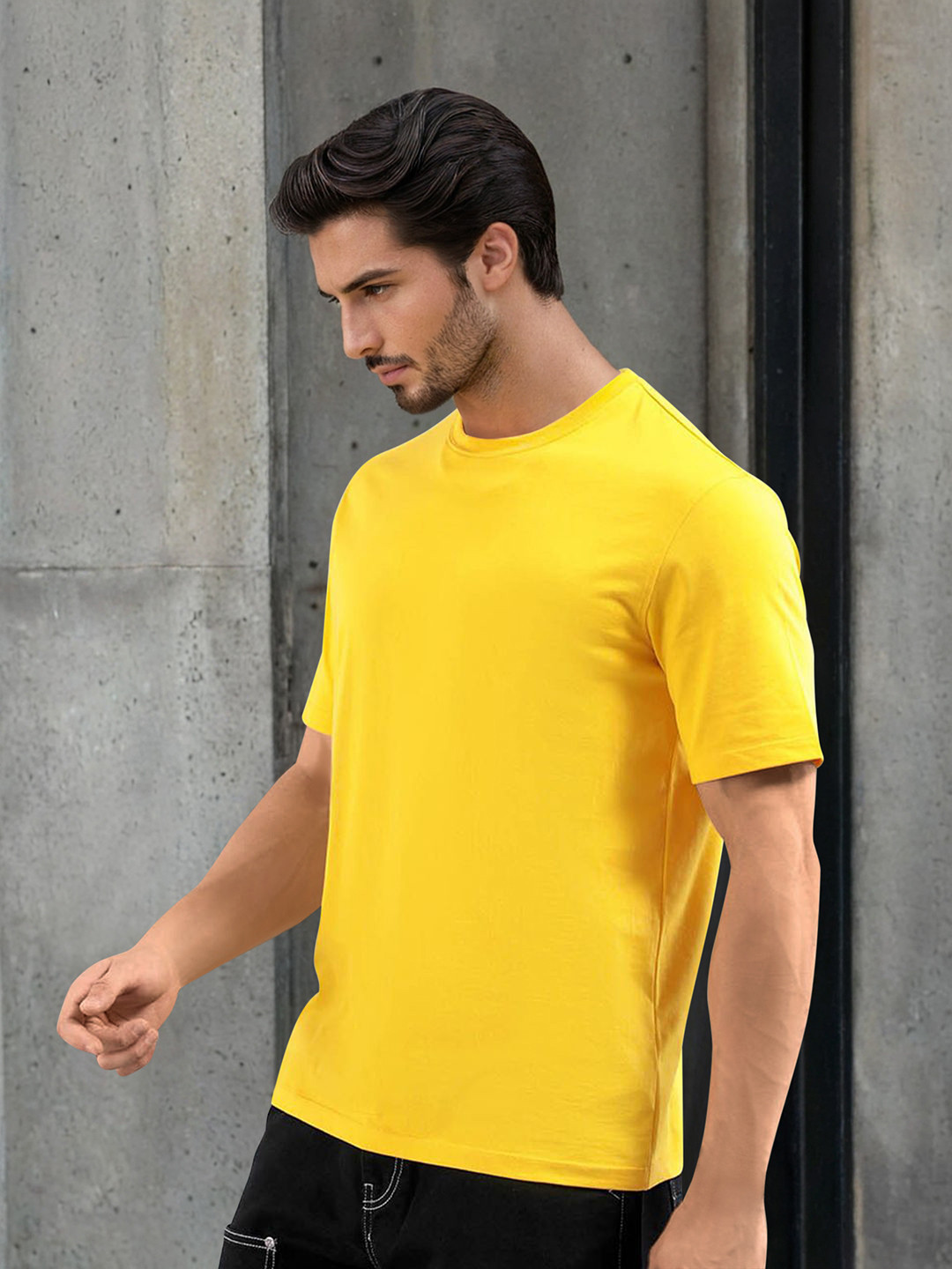 The Indian Garage Co Yellow Round Neck Short Sleeves Regular T-shirt