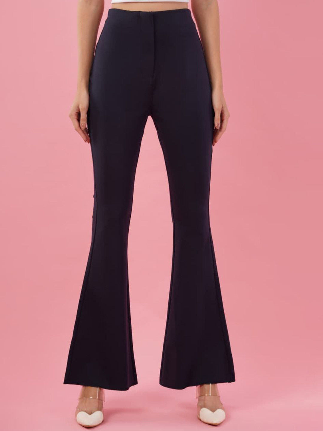 HIGH BUY Women Tailored Skinny Fit High-Rise Sculpted Bell Bottom Korean Pants