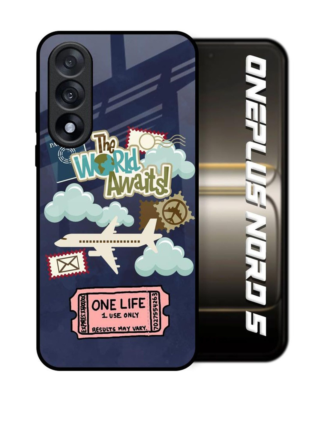 QRIOH Tour The World Printed OnePlus Nord 5 5G Glass Back Case Mobile Accessories