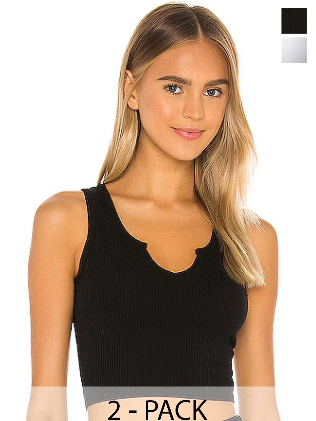 MIXFIT Ribbed Scoop Neck Crop Tops