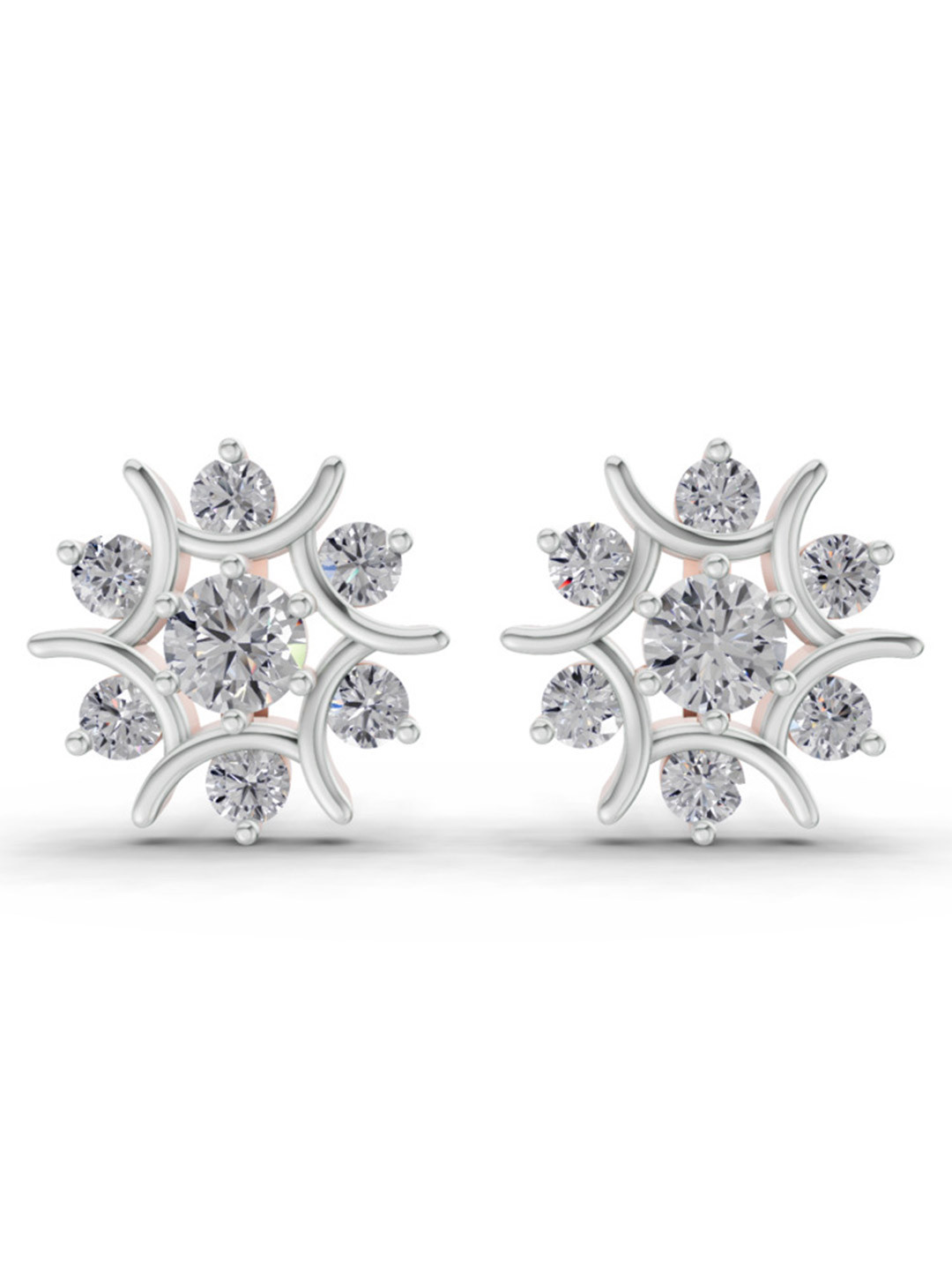 Sparkles 14K Rose Gold Lab Grown Diamond 1.73 Carat Round Cluster Diamond Stud Earring