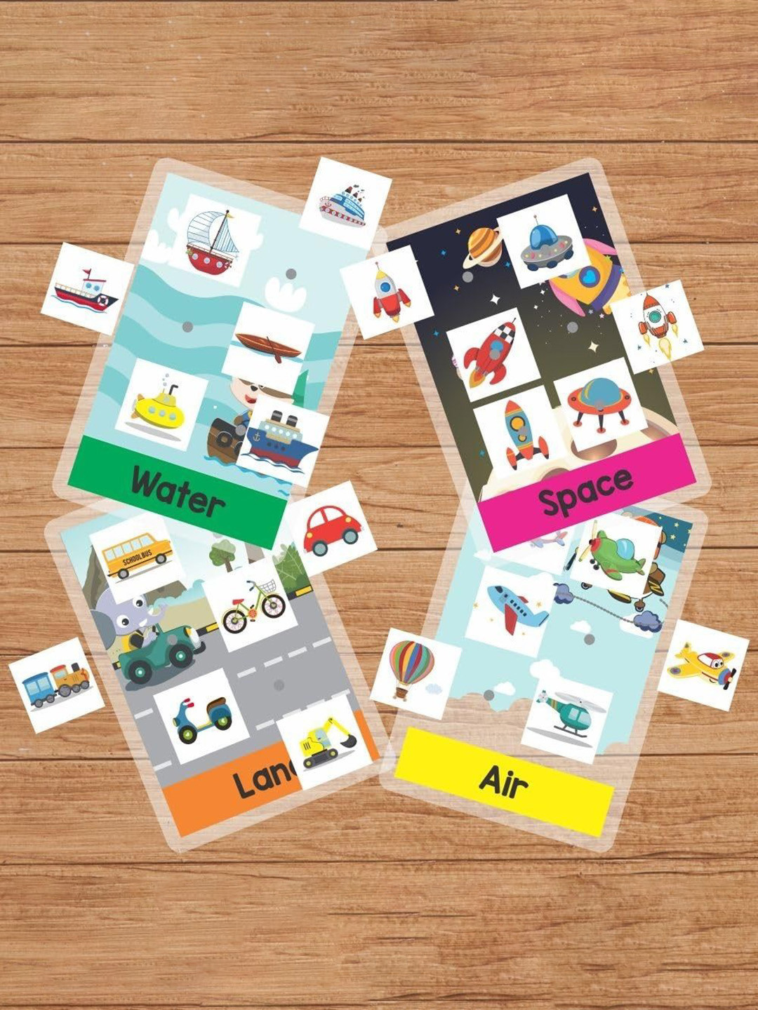 ZOOPLAY Kids Transport Sort Fun Flash Cards Learning and Development Toys