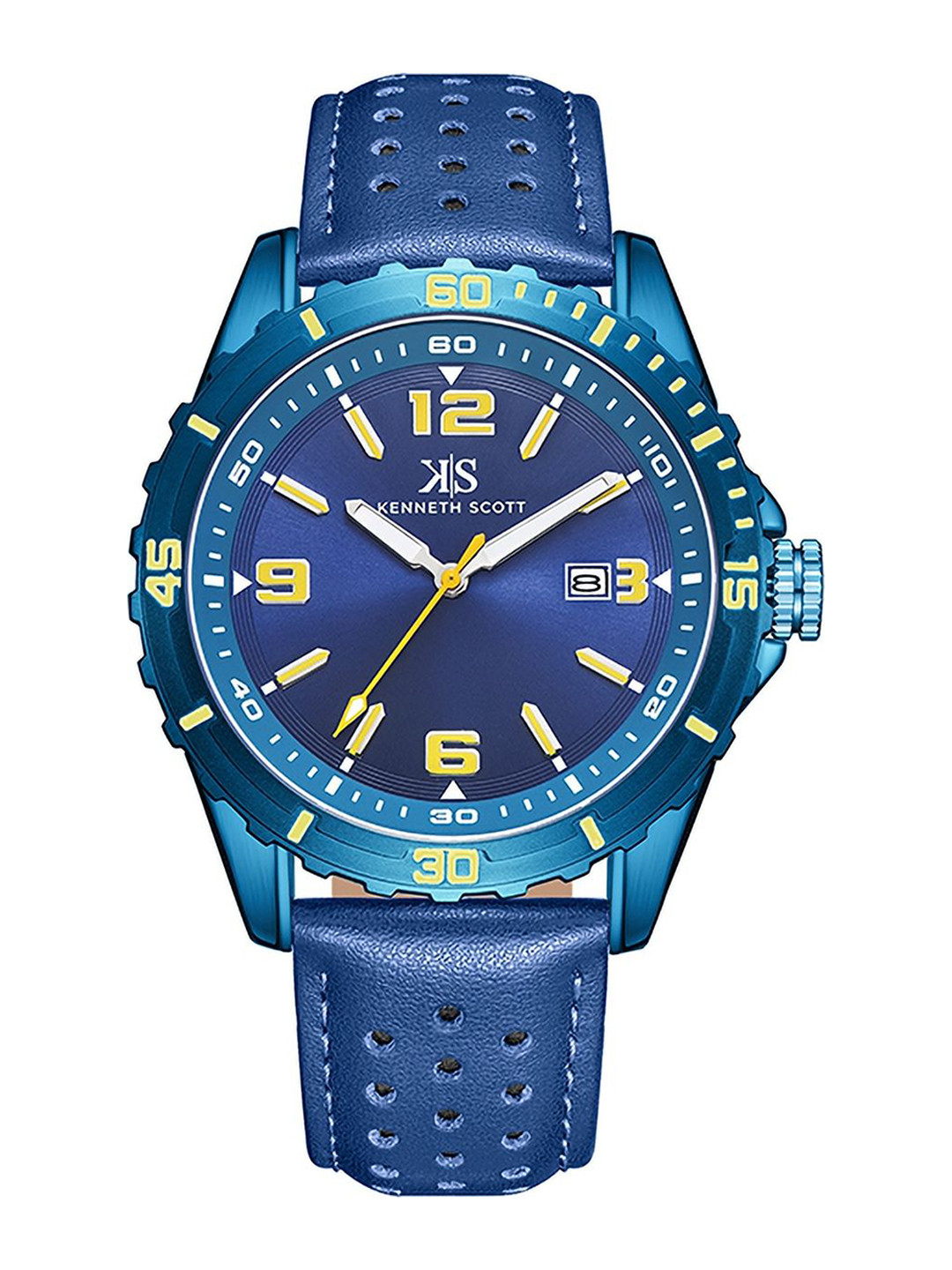 KENNETH SCOTT Men Dial & Leather Straps Analogue Watch K24022-NLNNY