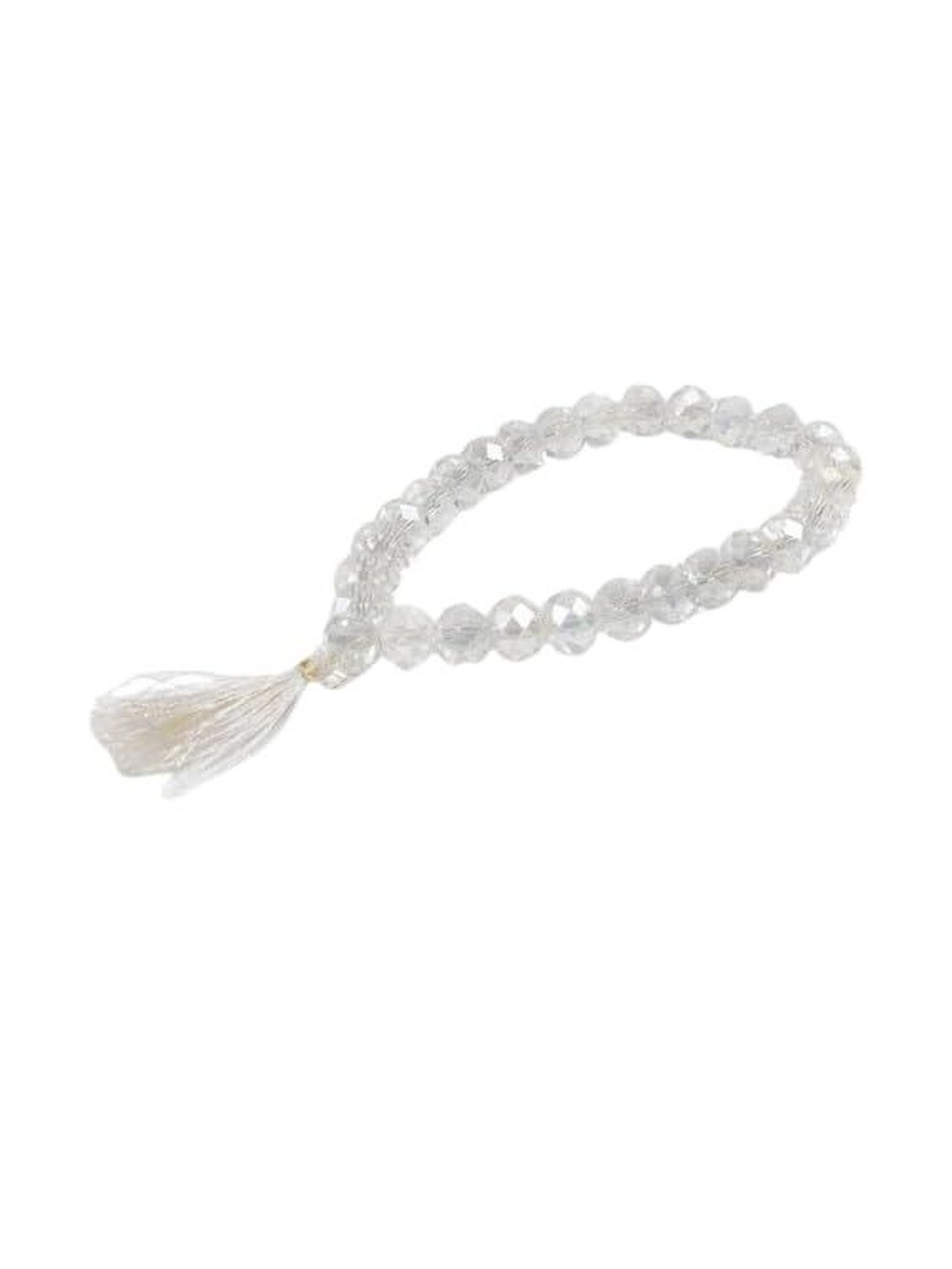 Lovemi Movements Unisex Crystal Prayer Bracelet with White Tassel