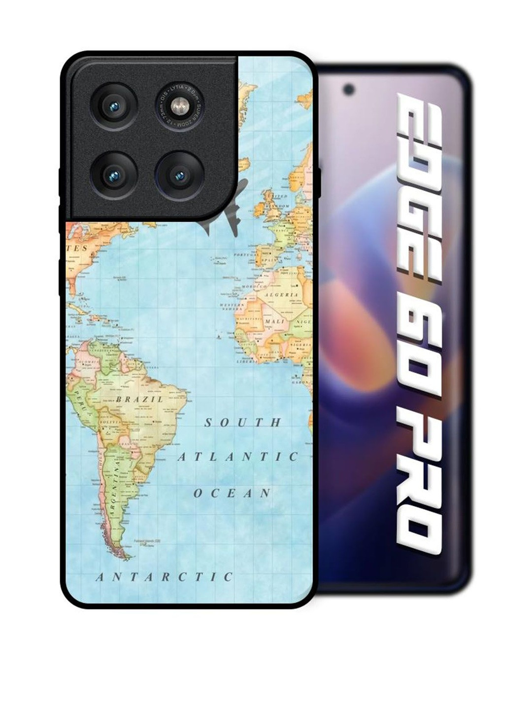 QRIOH Travel Map Printed Motorola Edge 60 Pro Glass Back Case Mobile Accessories