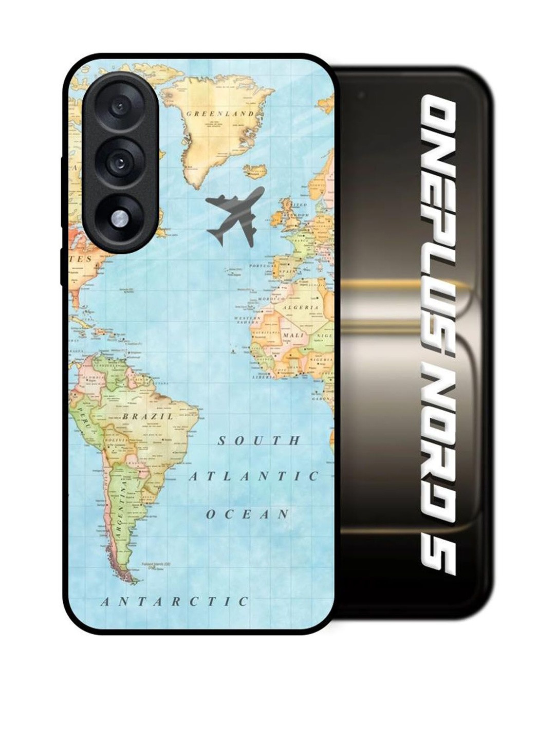 QRIOH Quirky Printed OnePlus Nord 5 Travel Map Glass 5G Back Case Mobile Accessories