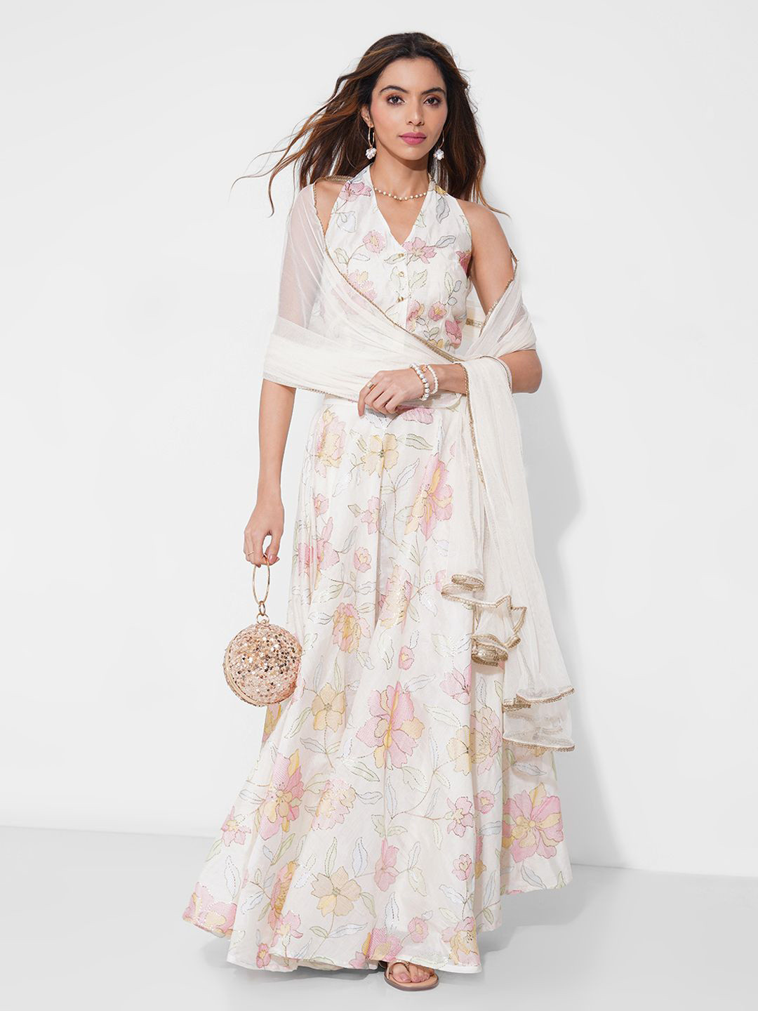 RANGMANCH BY PANTALOONS Printed Ready to Wear Lehenga & Blouse With Dupatta