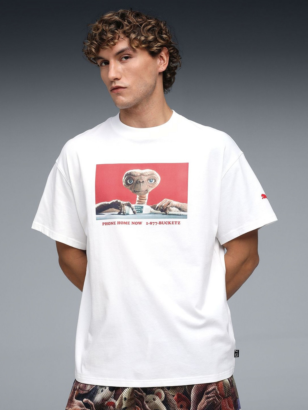 PUMA Hoops Men Graphic Printed Round Neck Cotton Oversized T-shirt