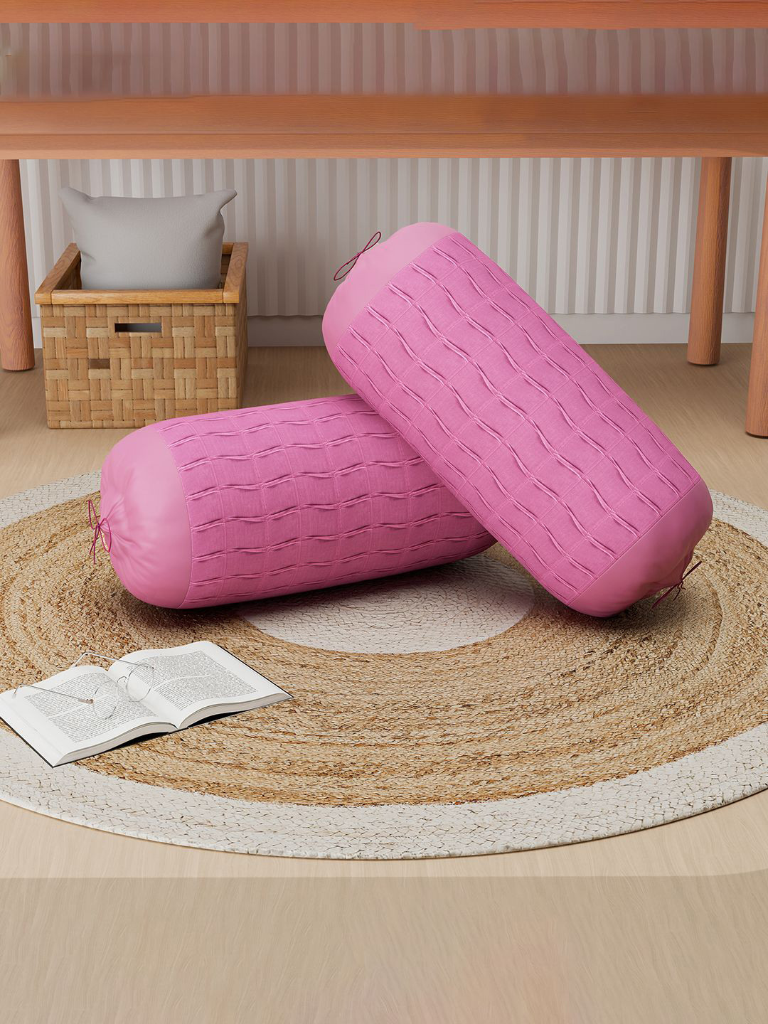 Kuber Industries Unisex Bolster Cover Set of 2 with Drawstring Closure | 7 Wave