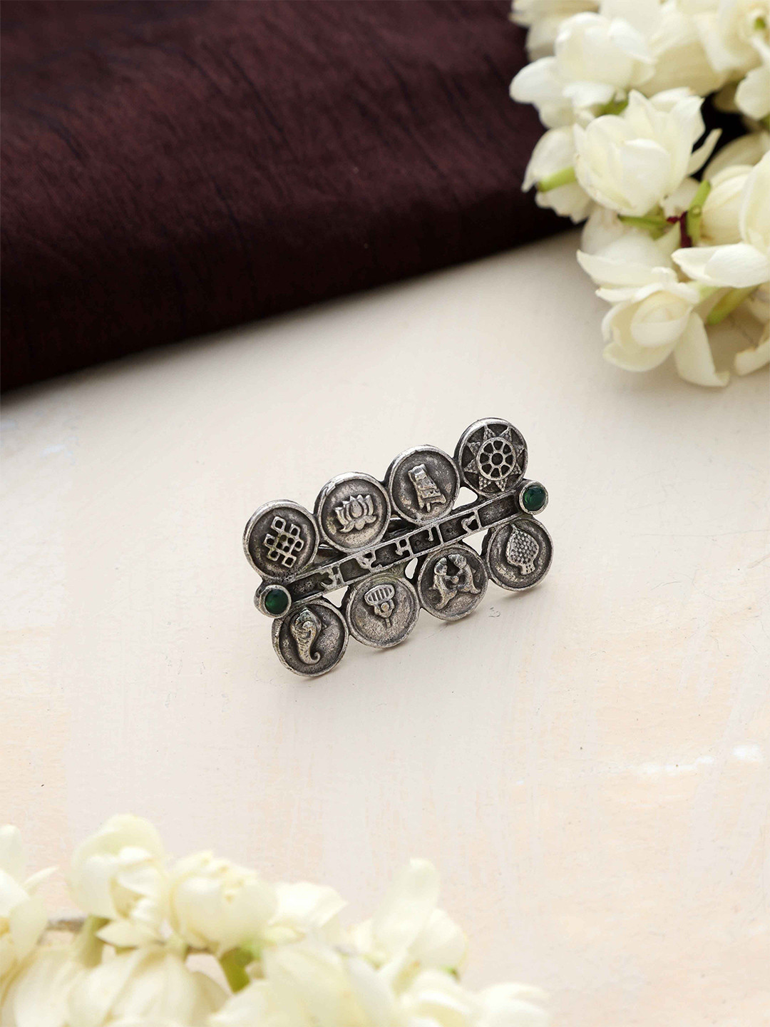 trueBrowns Brass Plated Abstract Sign Finger Ring