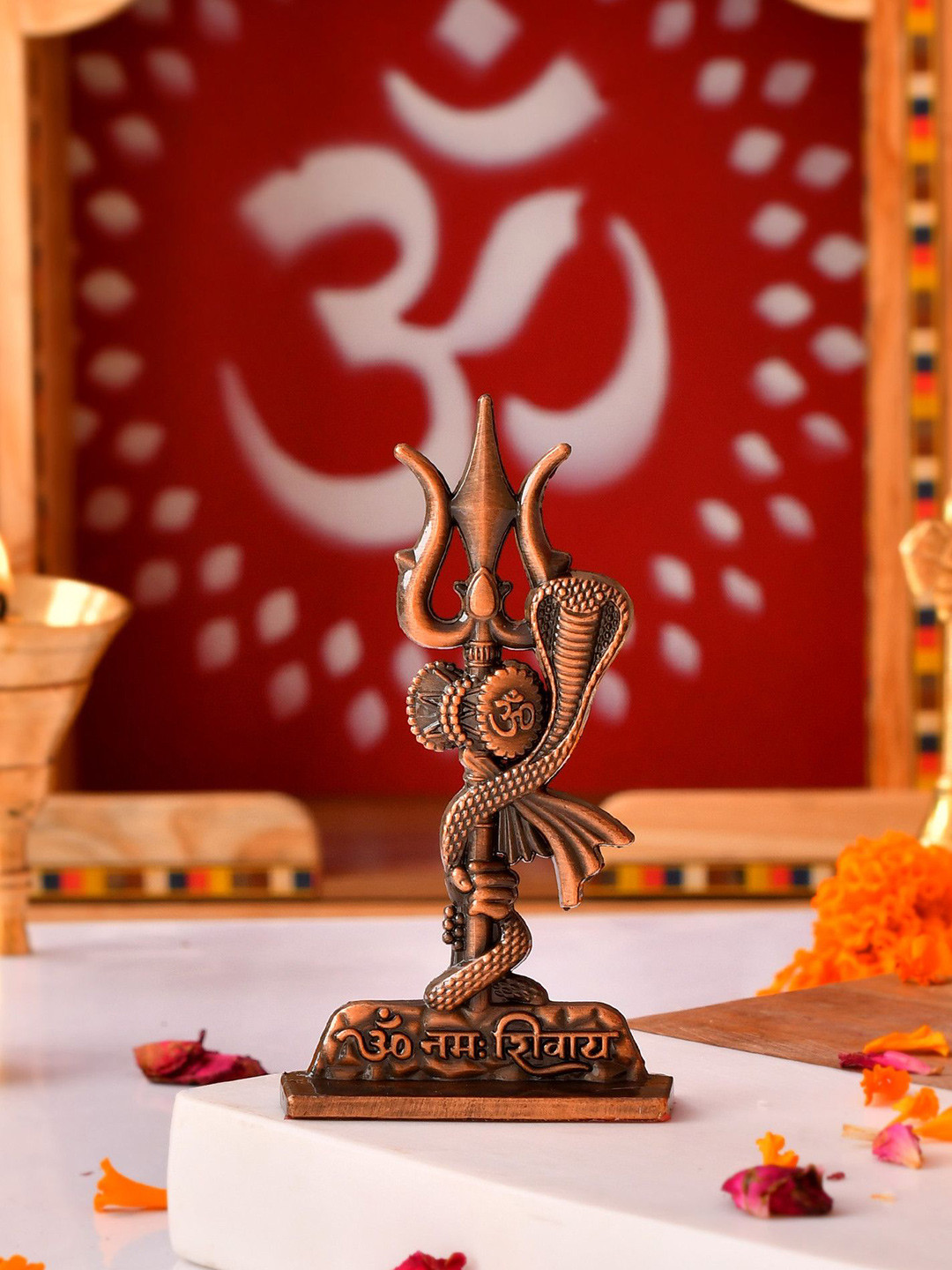 Murliwala Copper Naag Trishul Religious Idol Showpiece