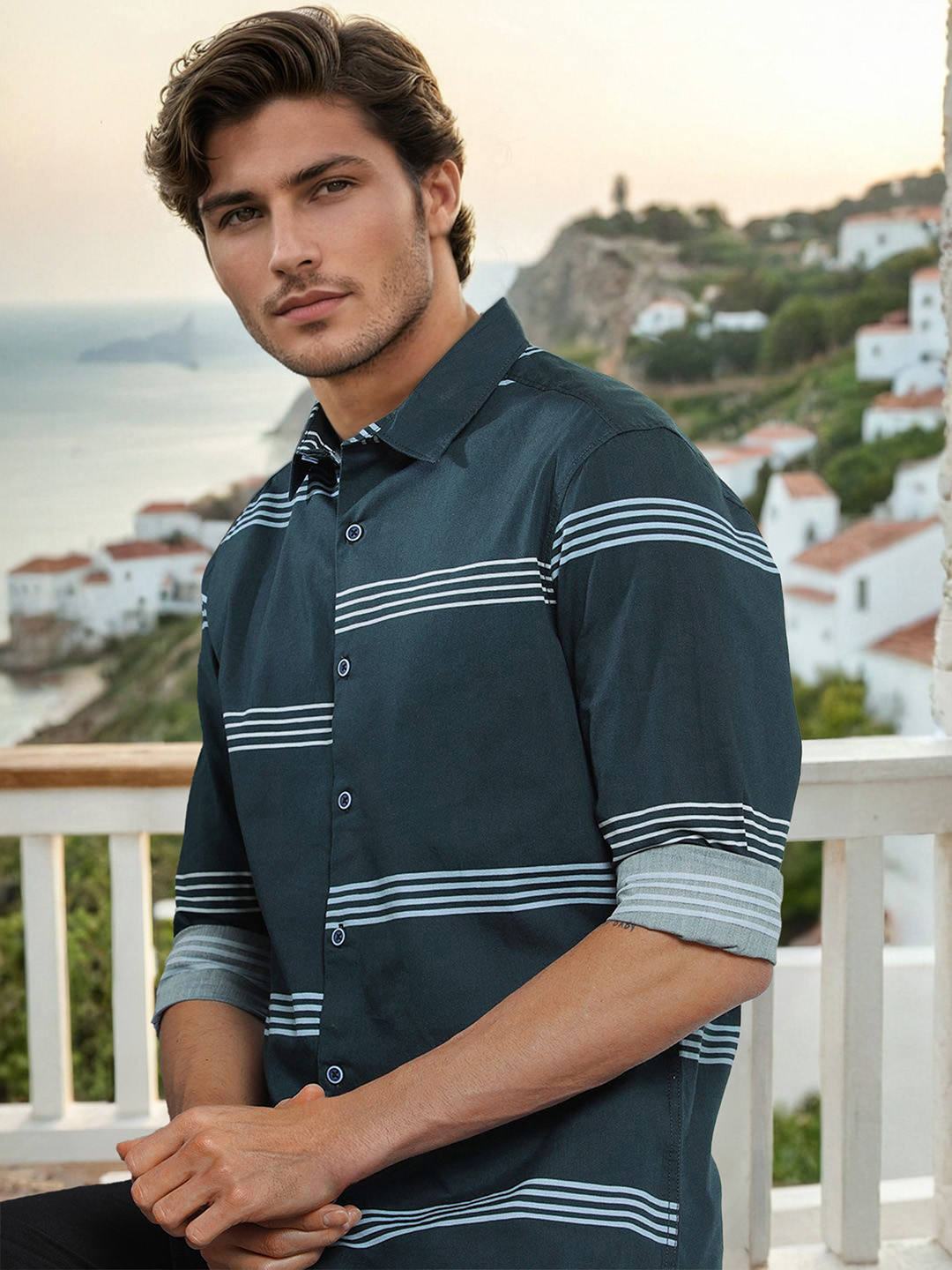 The Indian Garage Co Men Regular Fit Striped Casual Shirt