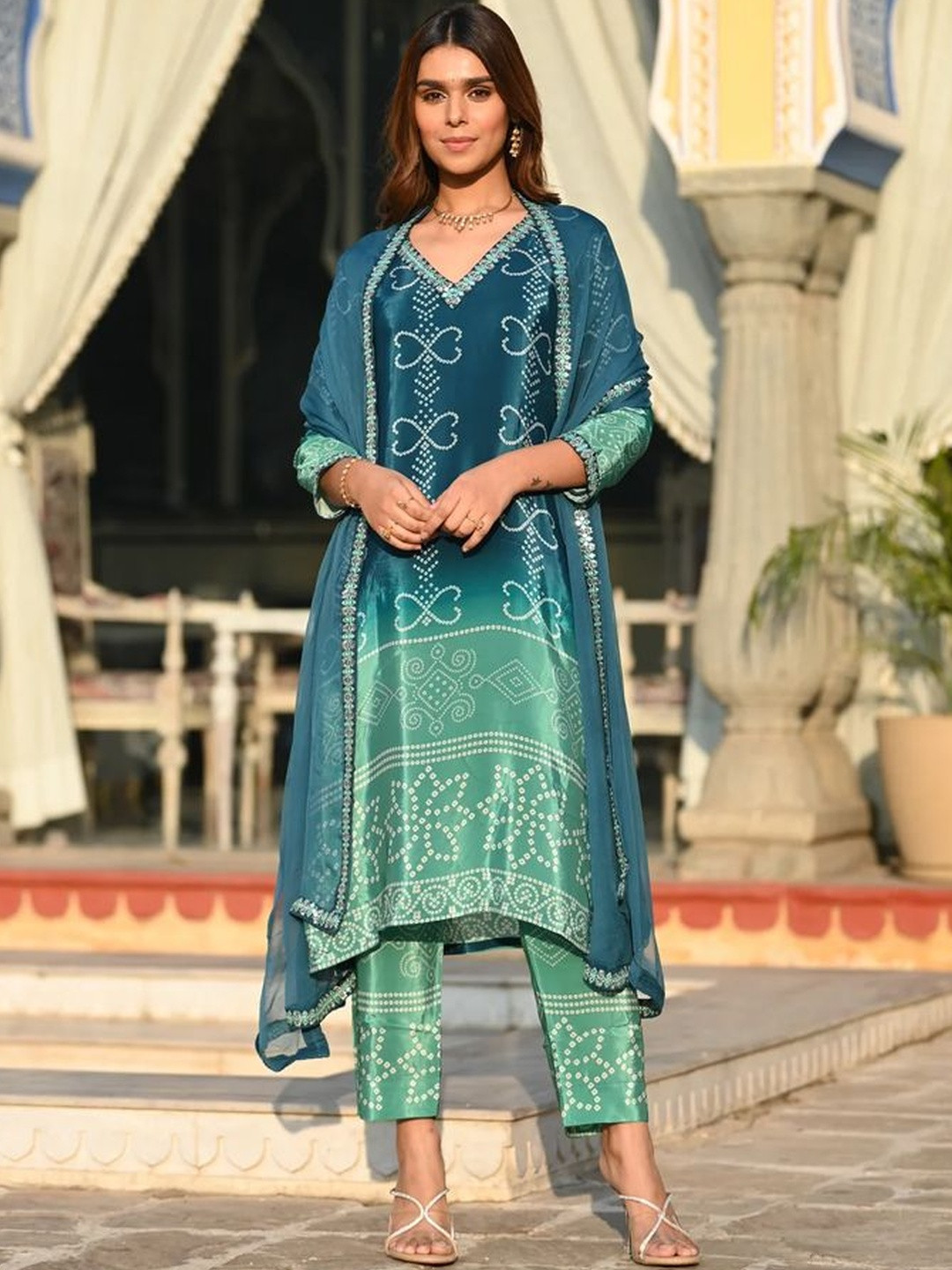 Sita Embroidered Silk Chiffon Kurta Set