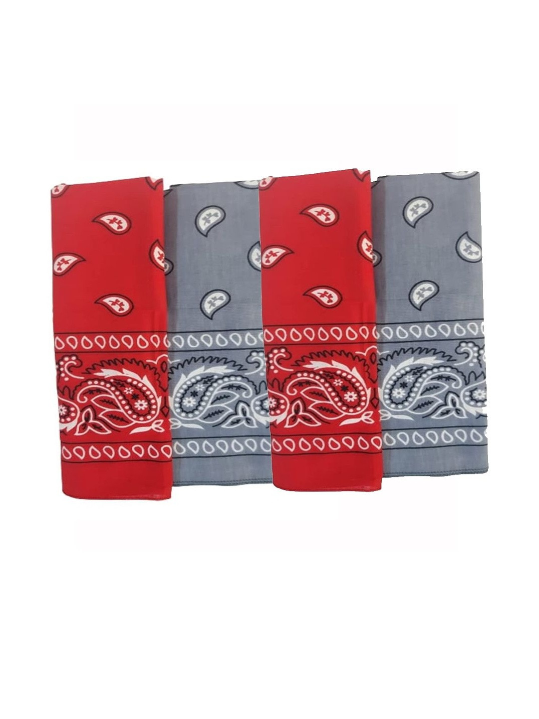 Navkar Crafts Unisex Pack Of 4 Multi Paisley Printed Cotton Bandanas Headband