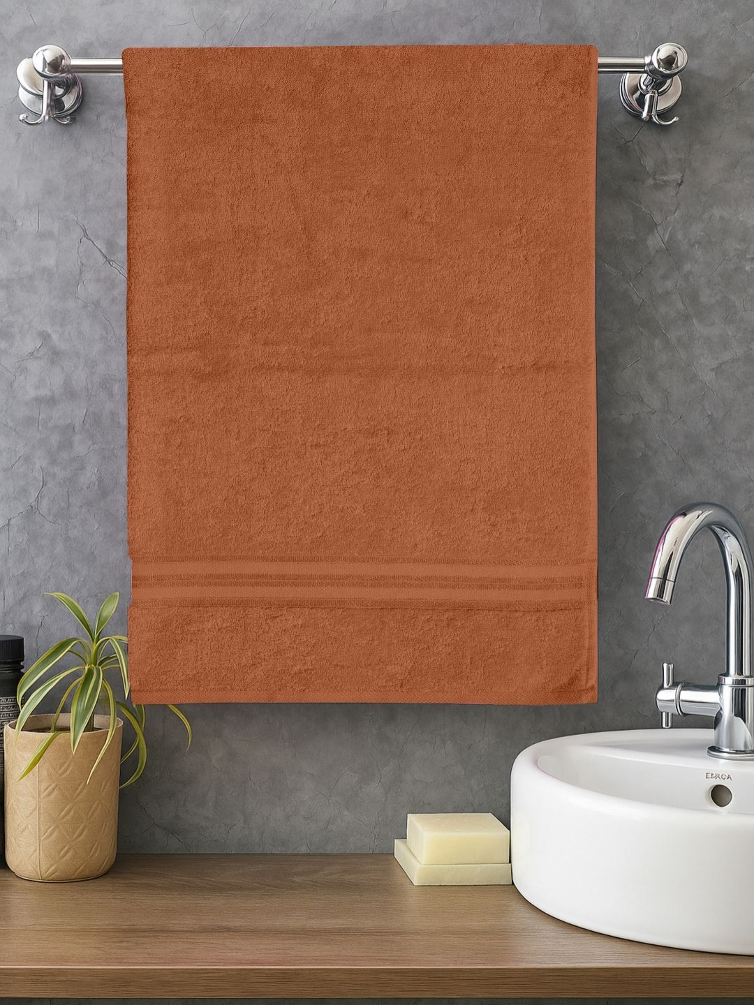 JAIPUR FABRIC Rust Superfine 520 GSM Bath Towel