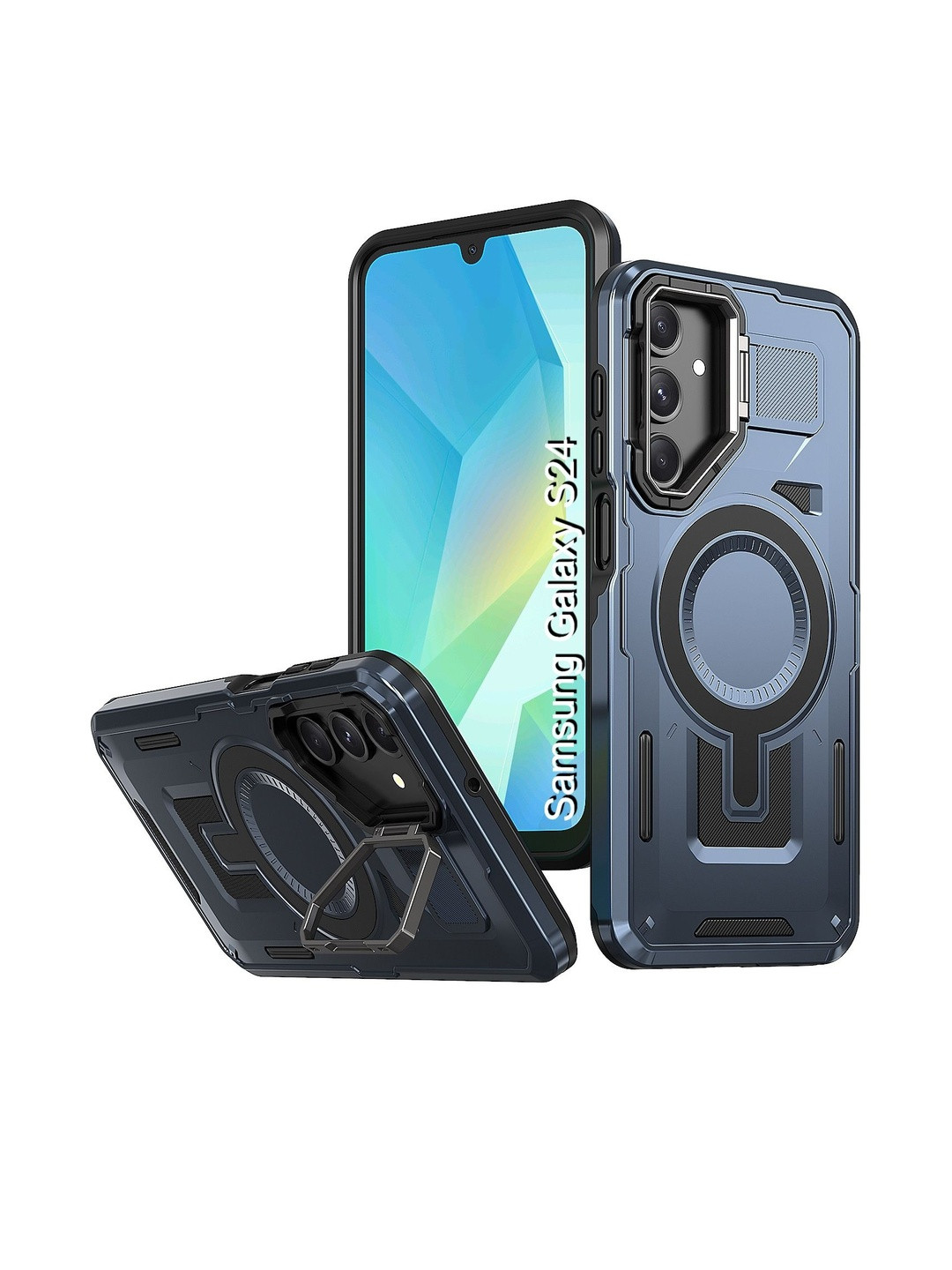 Luxury Kase Samsung Galaxy S24 5G Rugged Shockproof Magnetic Case with Kickstand