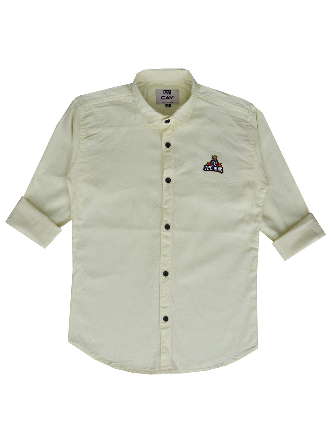 CAY Boys Standard Fit Solid Spread Collar Cotton Casual Shirt