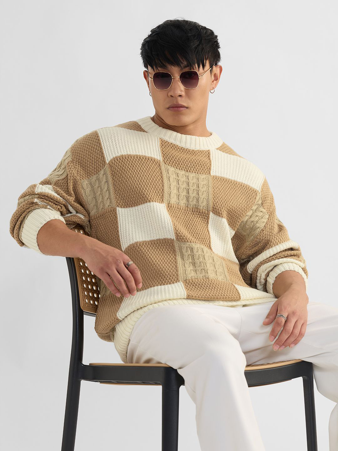The Souled Store Men Oversized Sweater Snow Drift