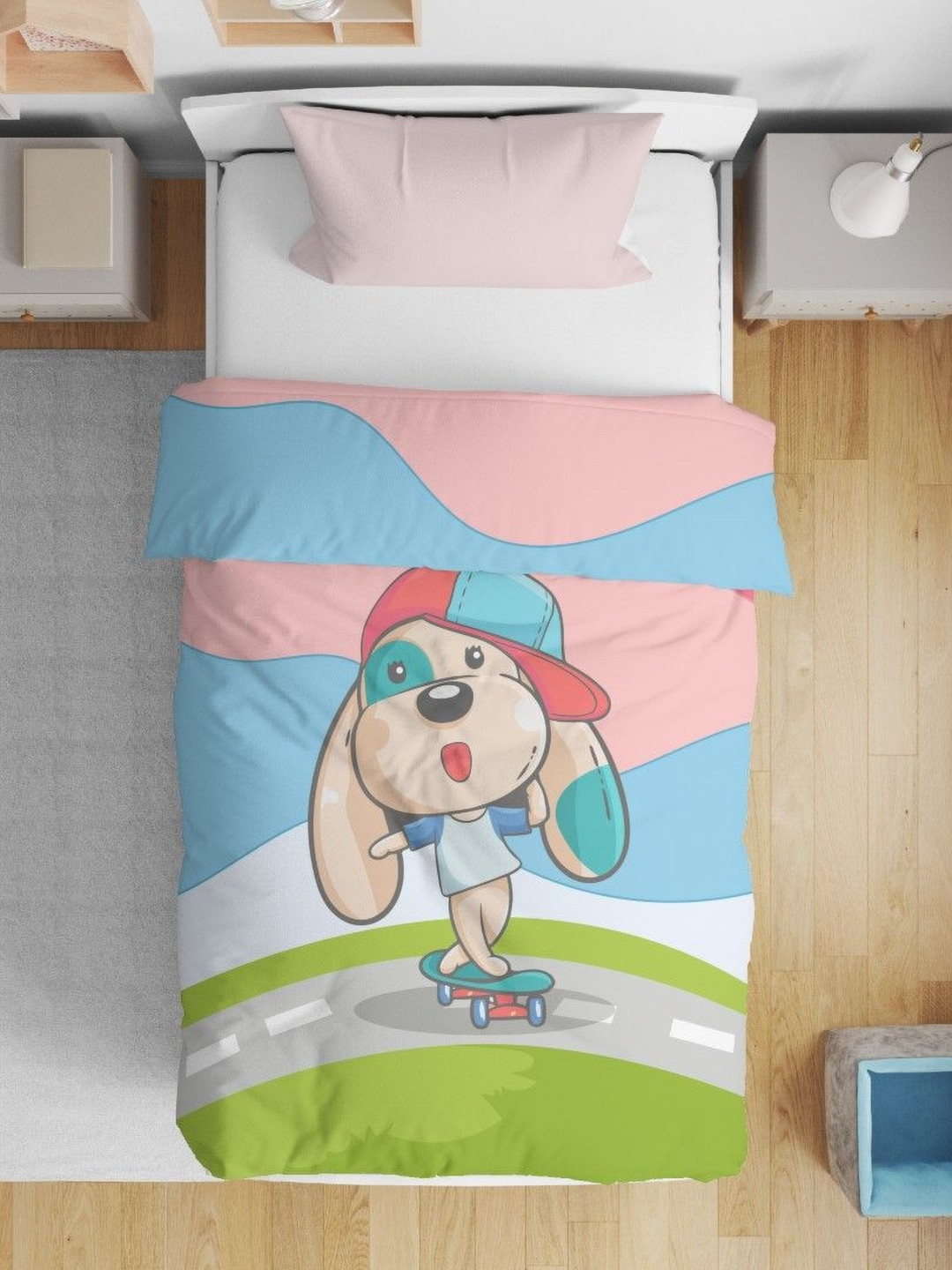 HOME PLUS STUDIOS Blue Cartoon Characters Microfiber AC Room Single Bed Comforter