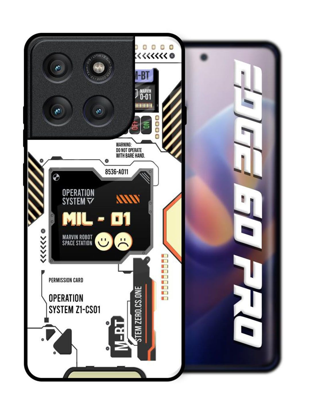 QRIOH Tech Display Glass Case for Motorola Edge 60 Pro Back Case Mobile Accessories