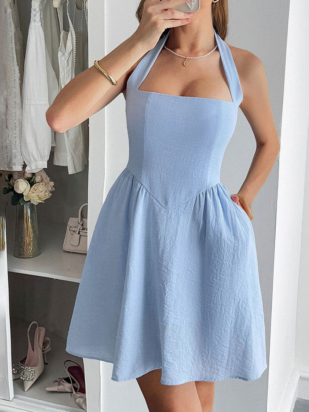 JC Mode Women Halter Neck Corset Dress