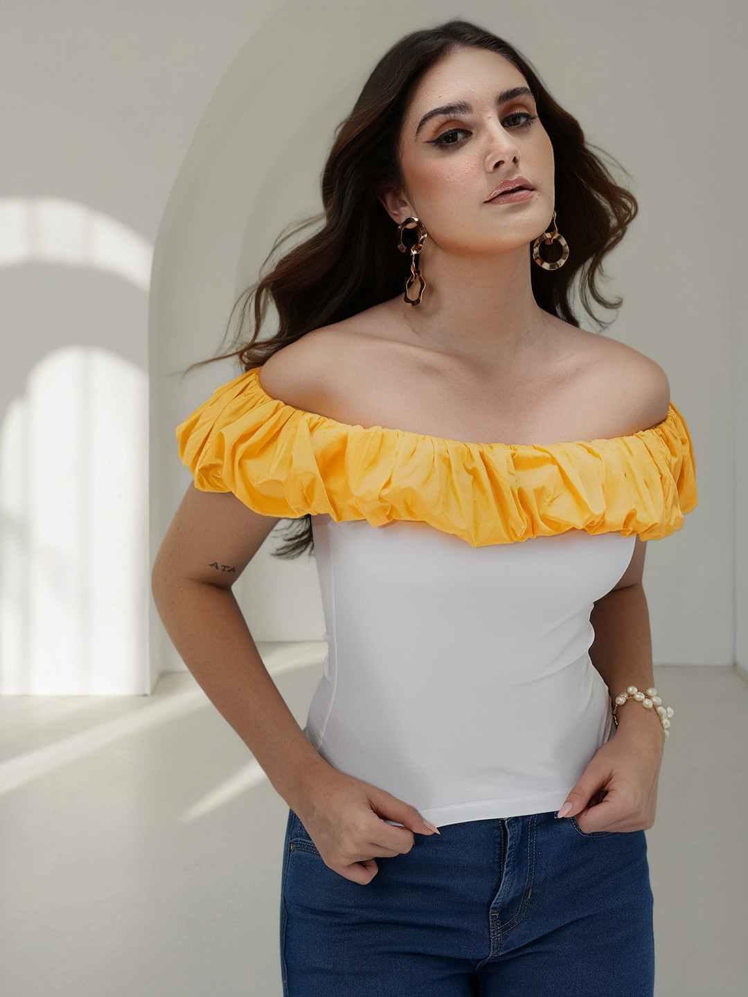 bebe Brighter Basics Off-Shoulder Bardot Top