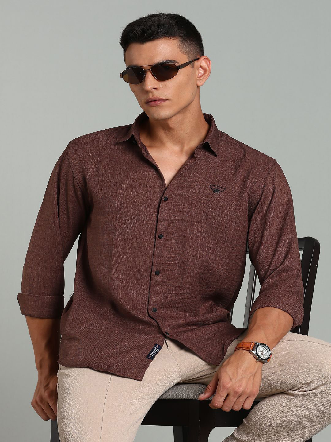 PAUL STREET Men India Slim Tailored Fit Solid Spread Collar Casual Shirt