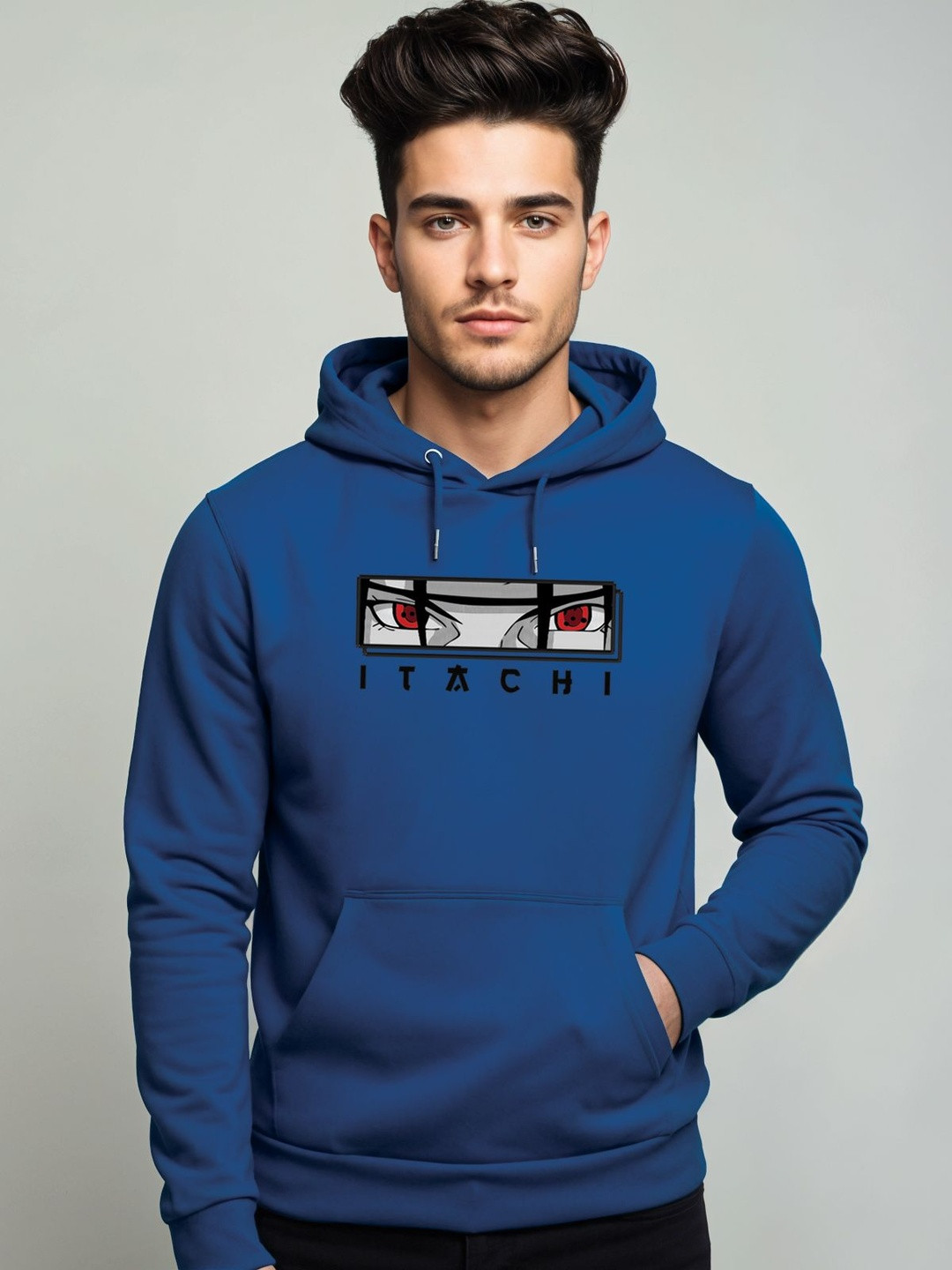 ADRO Mens Itachi Uchiha 320 GSM Heavyweight Cotton Poly Fleece Printed Hoodies