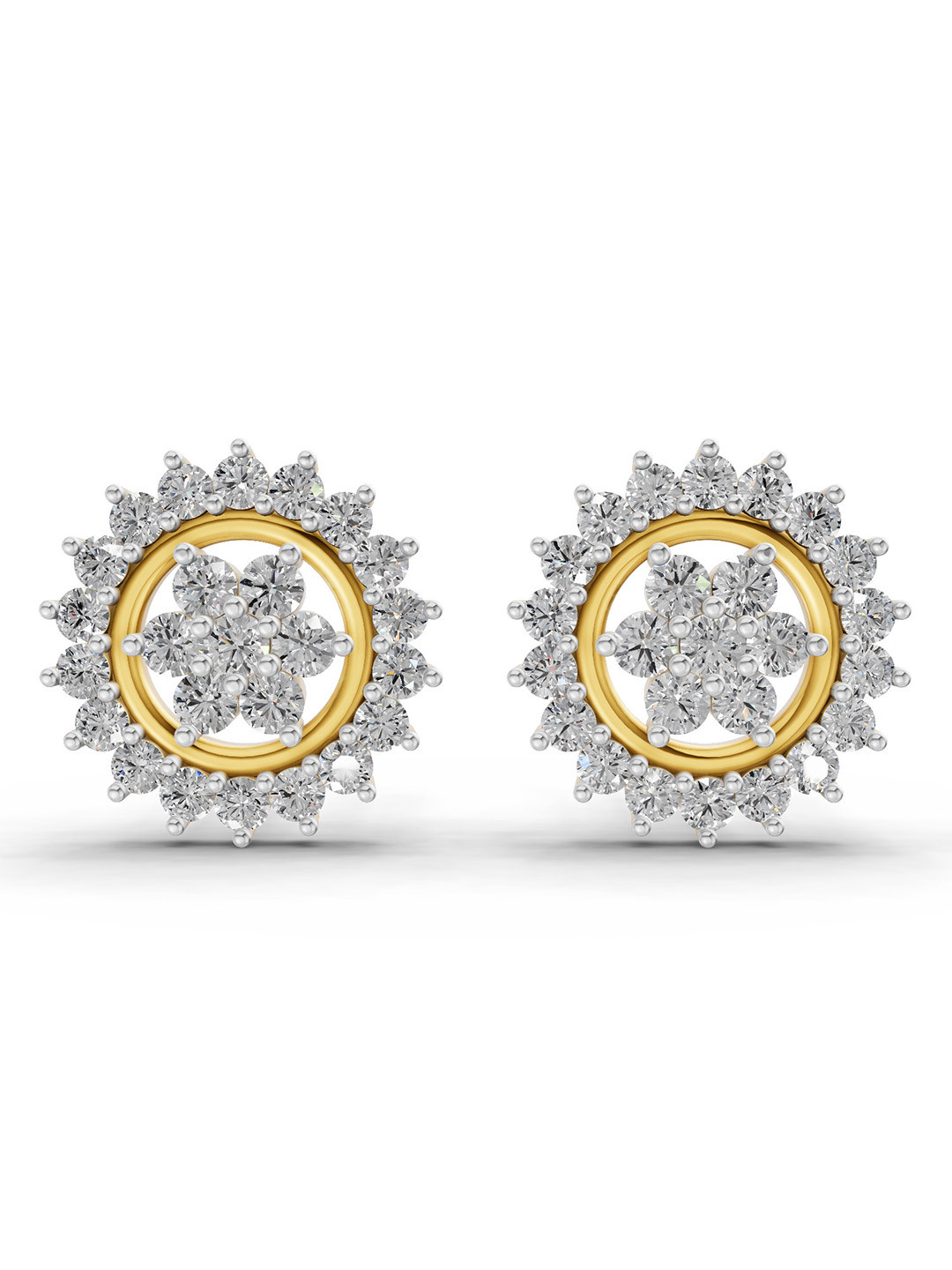 Sparkles 14K Yellow Gold Lab Grown Diamond 0.82 Carat Round Shape Diamond Stud Earrings