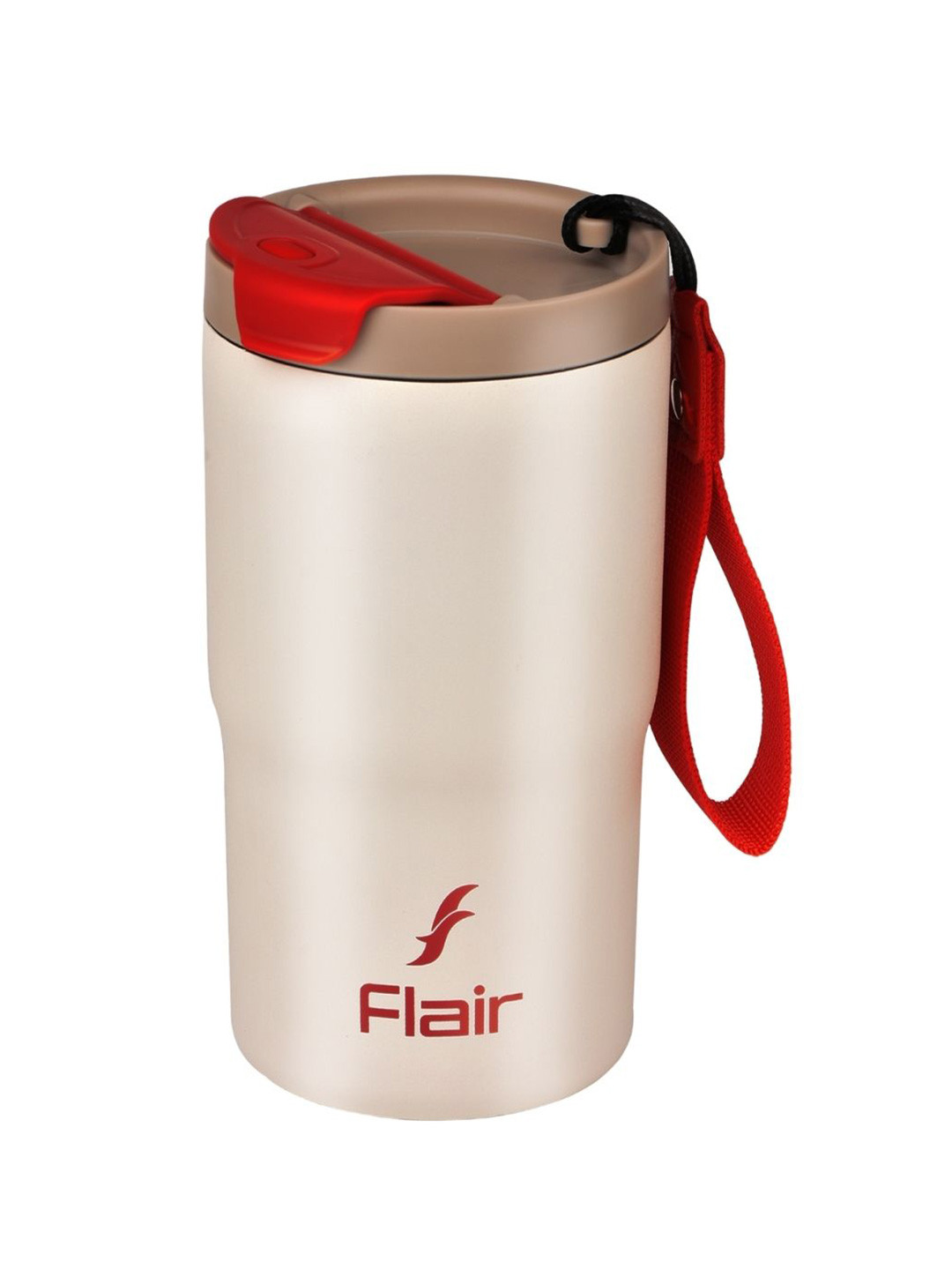 Flair White & Red Stainless Steel Glossy Coffee Mugs 480 ml
