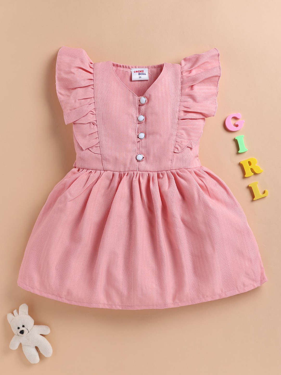 LACKii DOLL Girls Flutter Sleeve Ruffled Fit & Flare Dress