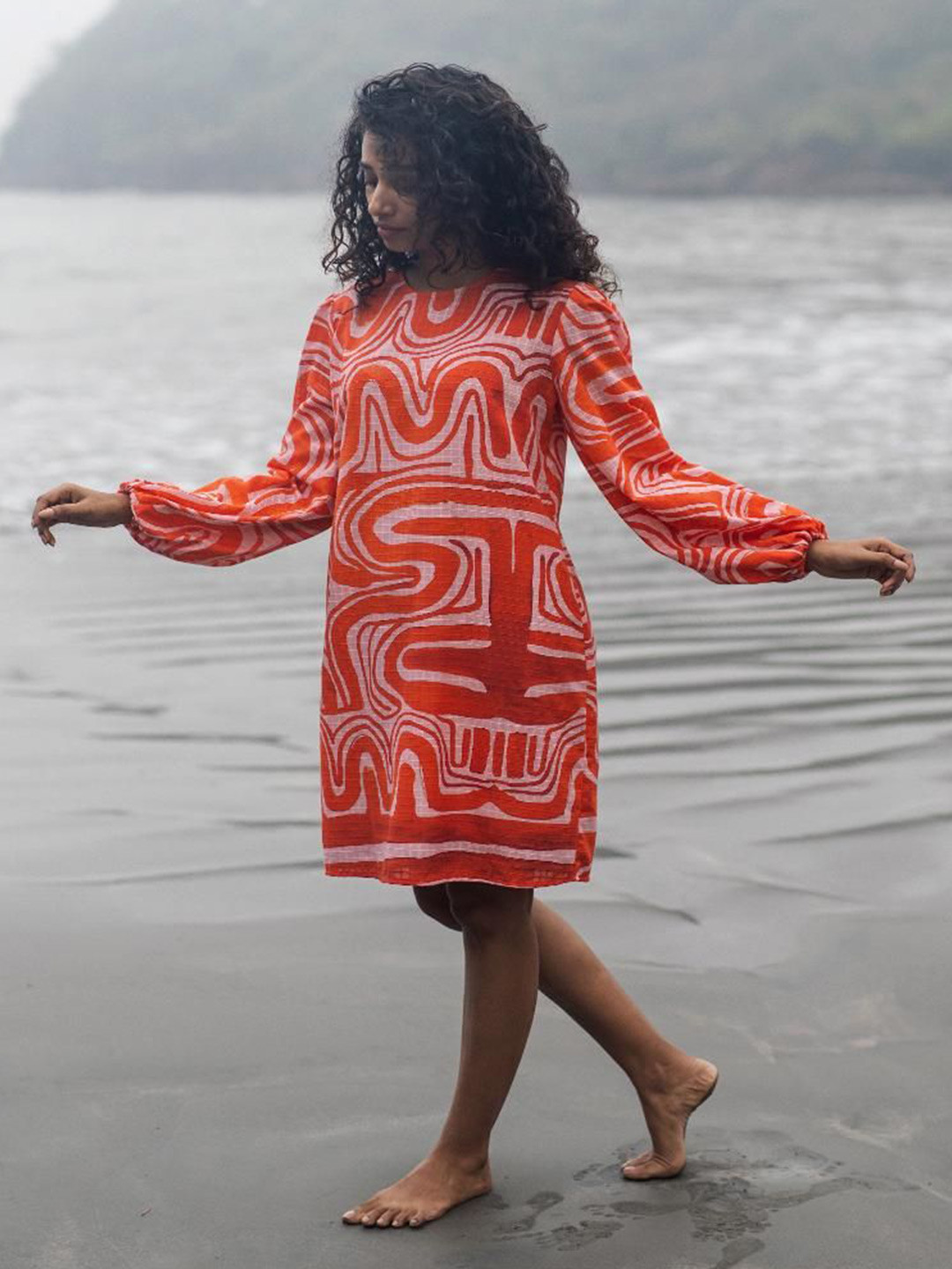 RAAS LIFE Women Abstract Printed Long Sleeve Zavi Sheath Dress