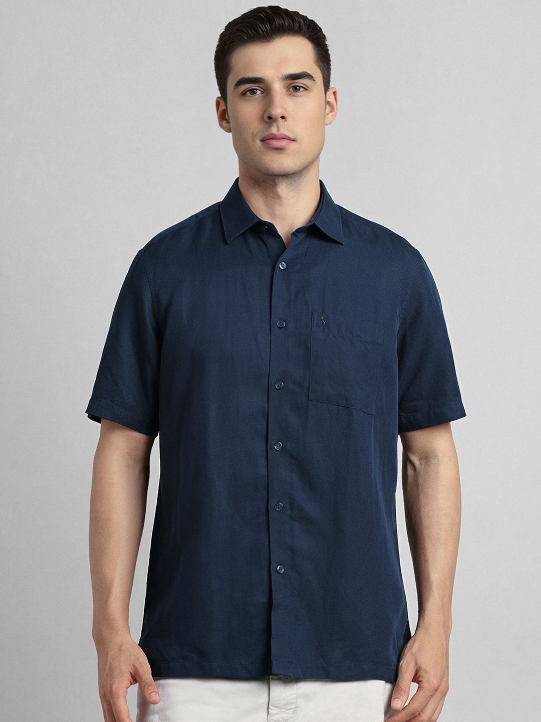 SIMON CARTER LONDON Men Linen Blend Half Sleeves Shirt