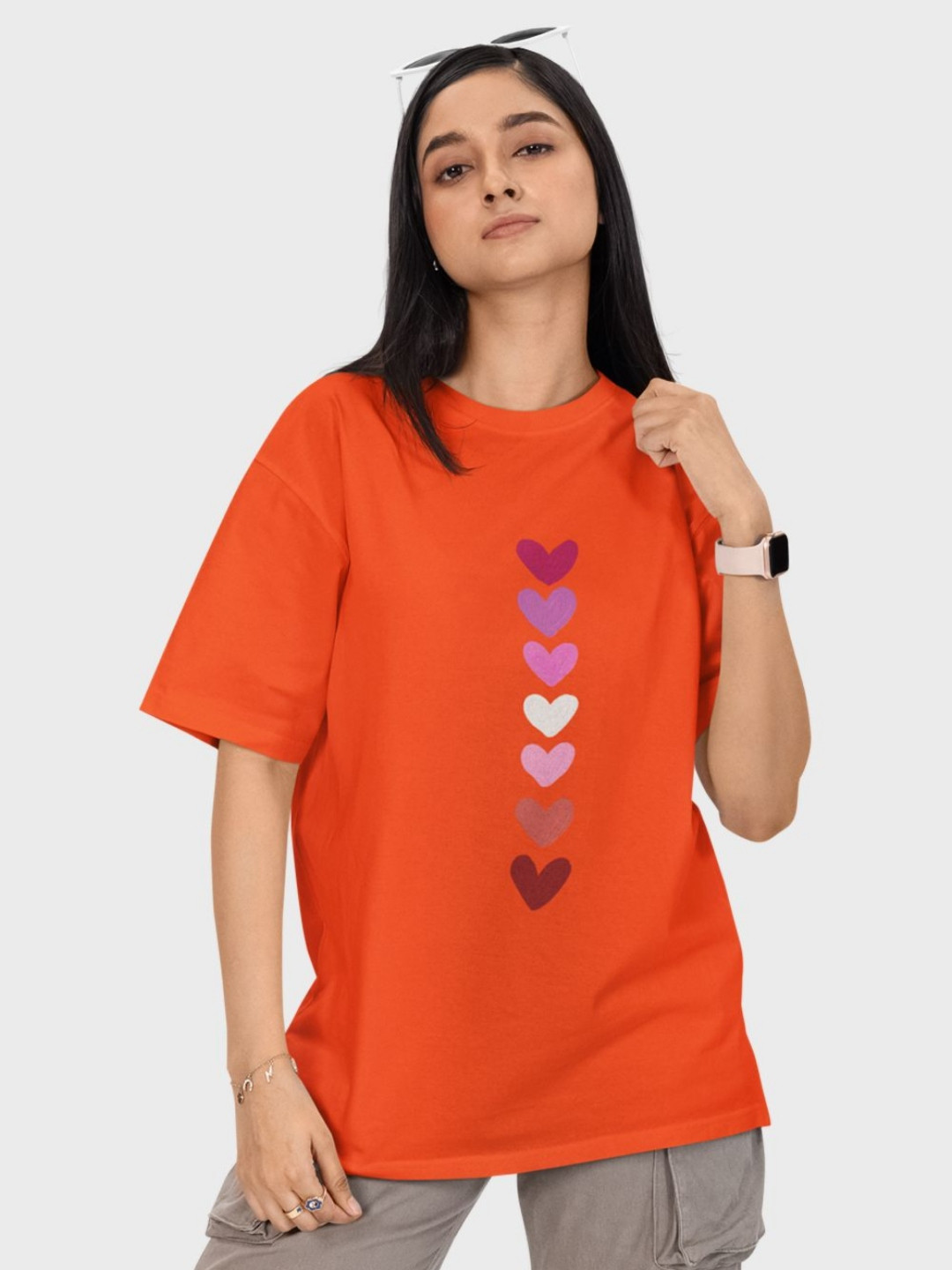 Reifica Women Bio Finish Graphic Printed Round Neck Cotton Oversized T-shirt