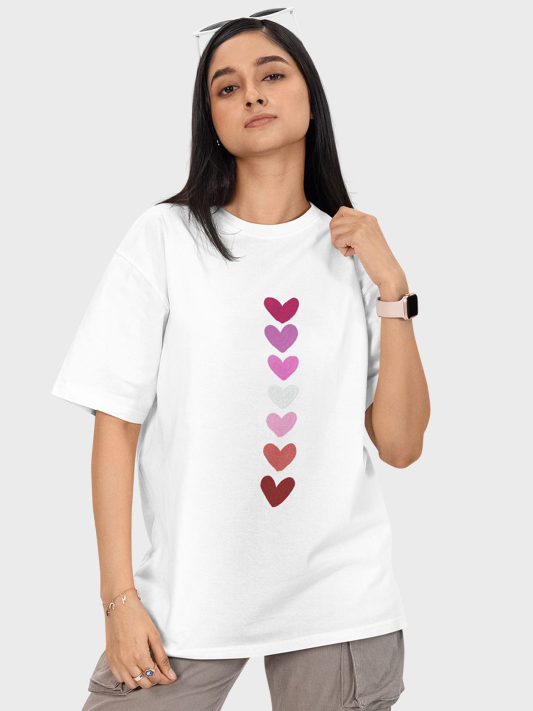Reifica Women Bio Finish Graphic Printed Round Neck Cotton Oversized T-shirt