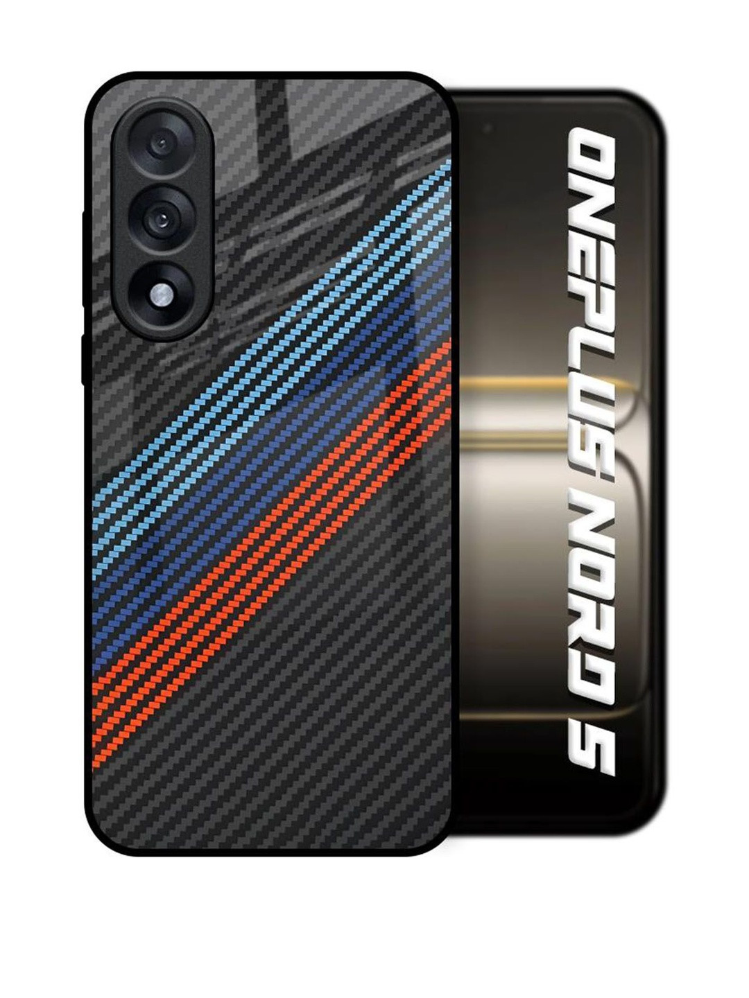 QRIOH Carbon Inspired Printed OnePlus Nord 5 5G Glass Back Case Mobile Accessories