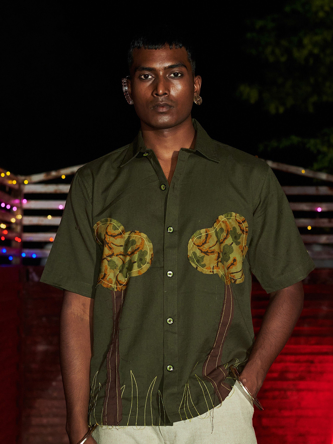 Tein Do Ek Unisex Floral Printed Spread Collar Cotton Relaxed Fit Shirt