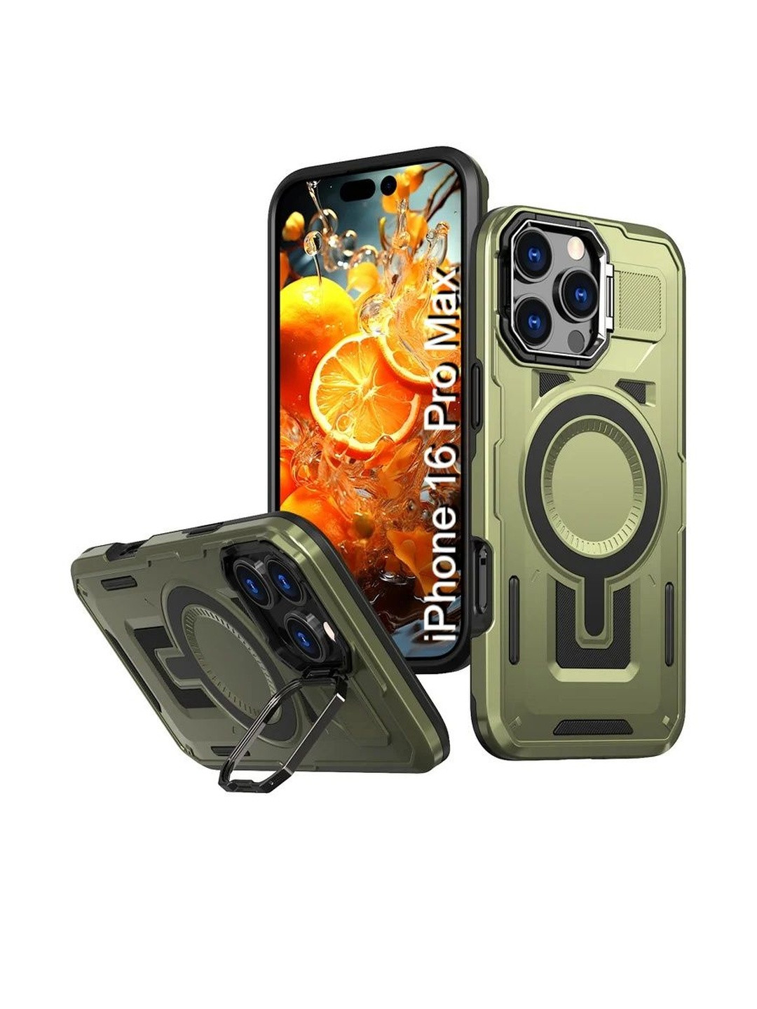 Luxury Kase Rugged Shockproof Magnetic Case with Kickstand For iPhone 16 Pro Max