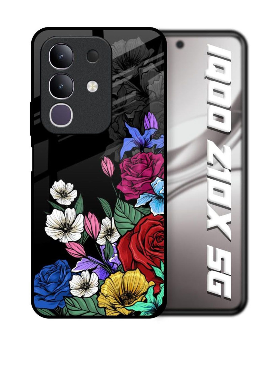 QRIOH Rose Flower Bunch Art Real Glass Printed IQOO Z10x 5G Back Case Mobile Accessories