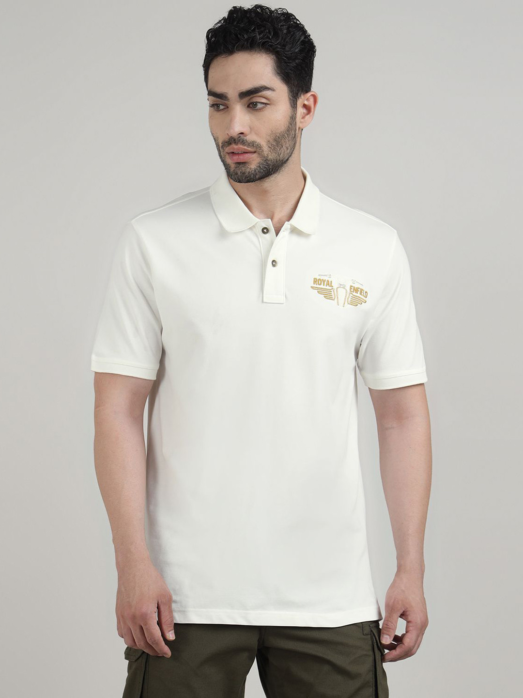 Royal Enfield Brand Logo Printed Polo Collar T-shirt