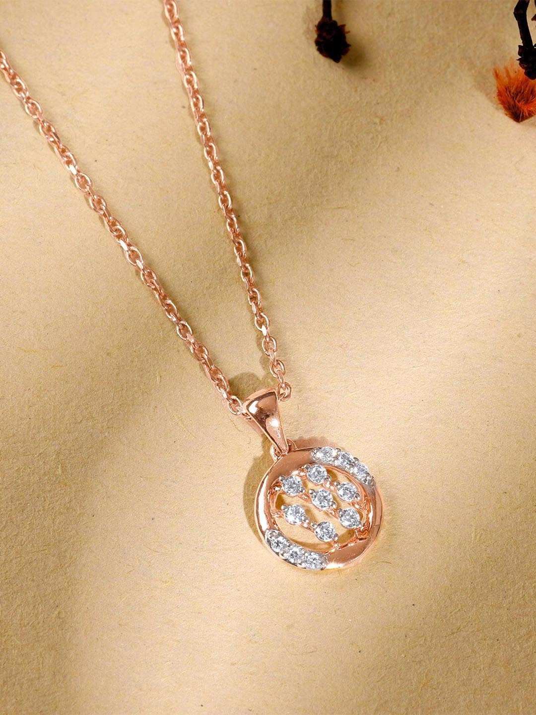GIVA Rose Gold Cocoon Lab Grown Diamond Pendant